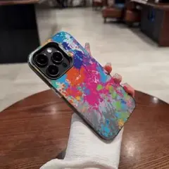 iPhone15 ケース　派手　スマホケース　ペイント風　ペンキ風
