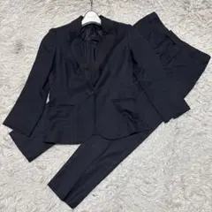 【美品】グリーンレーベルリラクシング　ノーカラーネイビー　ビジネススーツ セット