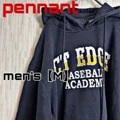C716 【pennant】プリントパーカー【M】ブラック