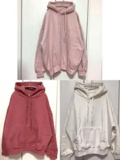 韓国 パーカー 3着セット ピンク レッド アイボリー