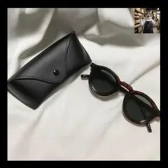 サングラス　black×amber（琥珀柄）　ボストン UV400　ケース付き