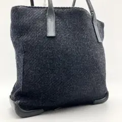 PRADA トートバッグ ウール✖️レザー ブラック 黒