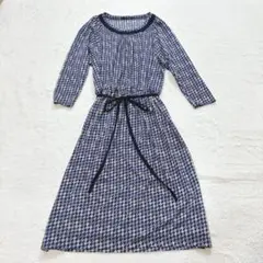 美品 Aquascutum アクアスキュータム フレア リボン ロングワンピース