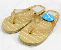 シンプルボーダー かわいい くすみ ベージュ ビーチ サンダル/ビーサン 22㎝