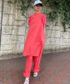 AVIE チュニックワンピース　オレンジ(ピンク)