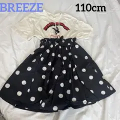 BREEZE 白T×黒ドットワンピース