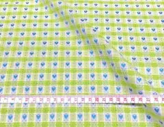 ☆チェック ハギレ コレクション㉗ハート 黄緑色系 110×45 再販なし☆