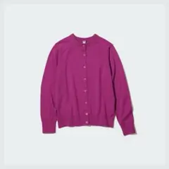 UNIQLO【UVカットクルーネックカーディガン（長袖）L ピンク　ビビッド】