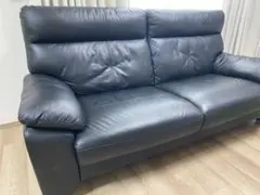 美品 ニトリ 本革 ソファ 黒 ルーチェ トリプルソファ