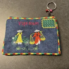 ベトナム刺繍デニム風小銭入れ