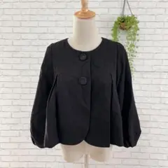 【レイビームス】ジャケット ノーカラー ブラック レディース ラメ入り F