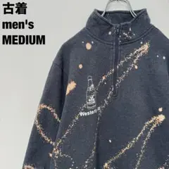 古着 SPORT-TEK スウェット ブリーチ ハーフジップ 斬新 濃灰 M