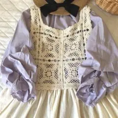 新品★サマンサモスモス★sm2★胸元レースノースリワンピース＊かぎ針編み風
