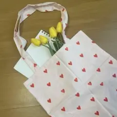 ハート　トートバッグ　裏地あり