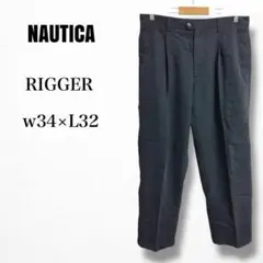 mt32525 ノーティカ　スラックスパンツRIGGER ワンタック　黒