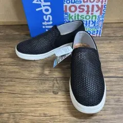 （K25544）★未使用★ Kitson スリッポン 24㎝ ブラック メッシュ