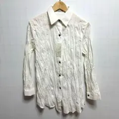 ✨新品未使用タグ付✨シワ加工シャツ ブラウス ホワイト 白 長袖 Ｍ〜L