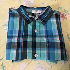 Hanes 半袖シャツ M 青系チェック