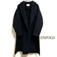 ENFOLD サイズ36 ダブルビーバースリットコート ネイビー