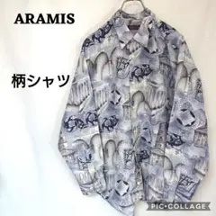 古着 ARAMIS 柄シャツ レトロ 長袖 おしゃれ アート調