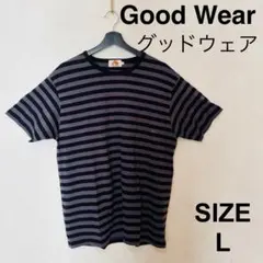 Good Wear グッドウェア　ボーダーTシャツ ブラック　グレー　L