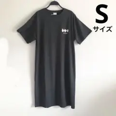 [新品]お花のちいかわTシャツワンピースSグレー黒系小さいサイズ◆アベイル部屋着