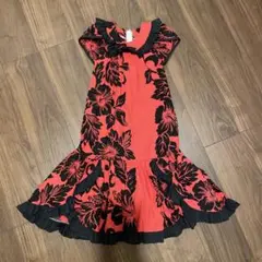キッズ　ハワイ製　Kole Kole 赤黒フラワープリントムームー　子ども用
