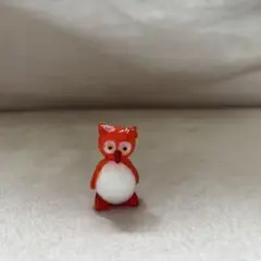 ガラス細工　フクロウ　オレンジ