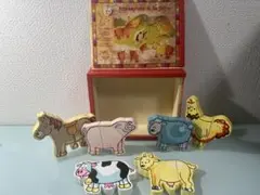 幼児向け　動物　パズル　マグネット　木製　知育玩具