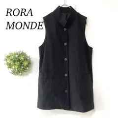 RORA−MONDE ベスト　ジレ　綿混　立ち襟　ジャケット　袖なし