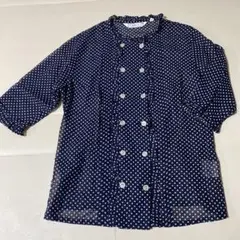美品 J.Sloane 日本製 ドットブラウス ジェイスローアン　ダブルボタン