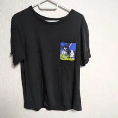 黒 半袖Tシャツ ポケットイラスト付き