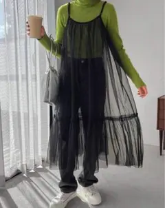 シースルーキャミワンピース ブラック
