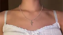pearly y2k fairy grunge cross necklace♡