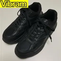 【美品】レザーメッシュスニーカー Vibramビブラム ブラック 厚底