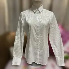 ナラカミーチェホワイトストライプシャツブラウス1(M)