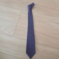 美品 HERMÈS ネクタイ ネイビー/レッド