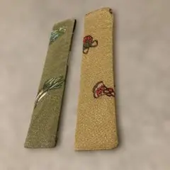 扇子入れ　花柄刺繍 2点セット和装小物