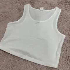 ホワイト コットン ノースリーブ タンクトップ