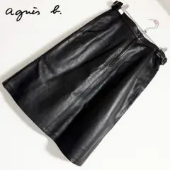 agnes b 【美品】 フランス製 羊革 レザースカート 36 アニエスベー