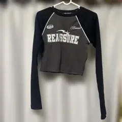 REASSURE クロップド長袖Tシャツ グレー/ブラック