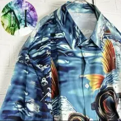 新品　未使用　魚　キャラクター　アロハ　シャツ　メンズ　総柄　海　ニモ　絵画