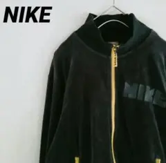 NIKE ジップアップジャケット ベロアジャージ つや感 Mメンズ 黒×黄