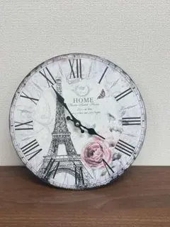 【送料込み】壁掛け時計　エッフェル塔と薔薇　時計　おしゃれ