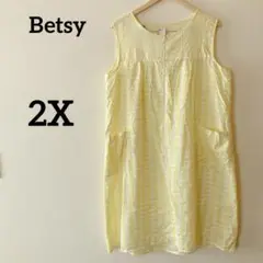 Betsy 【2X】ルームウェア エプロン イエロー ギンガムチェック柄