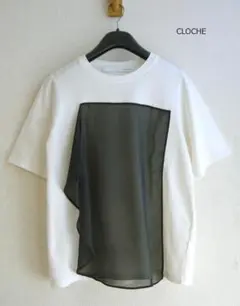 定価8690円　クロシェCLOCHE　アシメシフォン付きTシャツ♪半袖カットソー