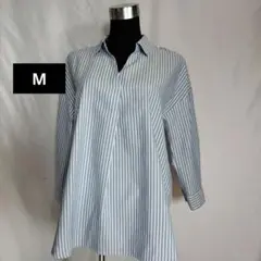 ハニーズ　GLACIER ストライプ柄シャツ 七分袖　 M