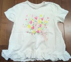 ハートの花束プリント Tシャツ 140cm