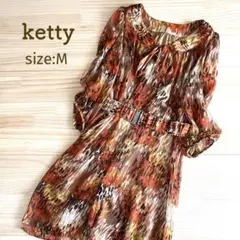 ketty ワンピース シフォン ケティ 抽象画風 プリント M