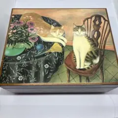 ジュエリーケース　小物入れ　オルゴール付き　猫　イラスト